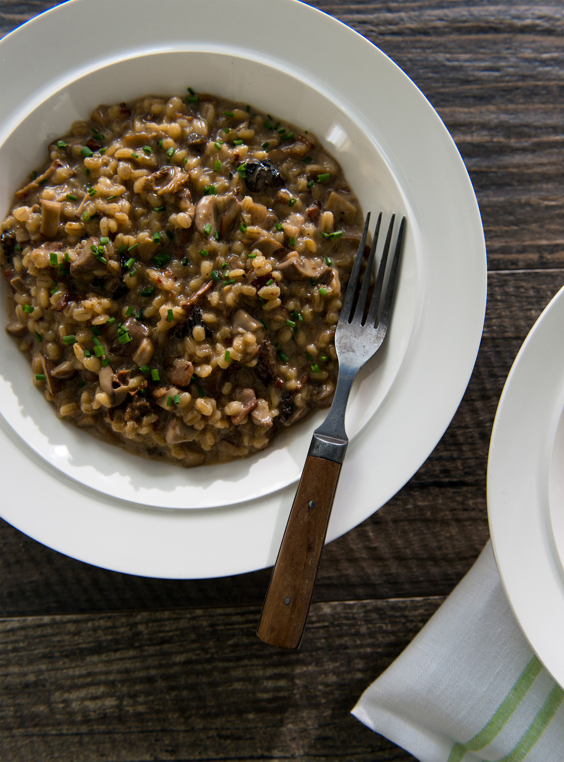 Risotto d’orge aux champignons et au cheddar