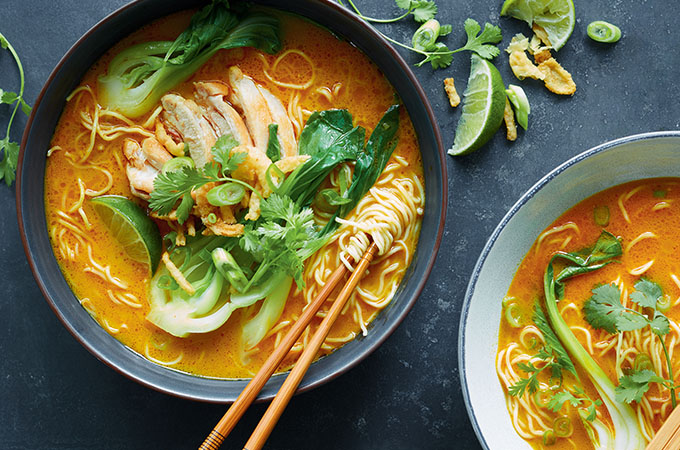 Coconut Curry Ramen with Chicken and Bok Choy