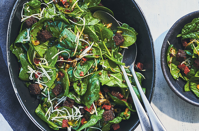 Spinach Salad with Warm Green Onion Dressing